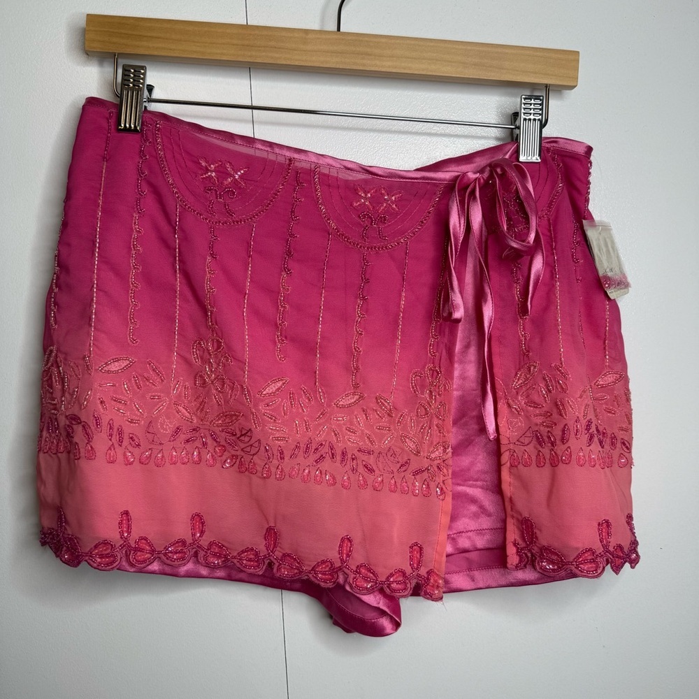 Free People Lala Beaded Skort in Pink Embroidered Ombre NWT $168 Small - Picture 3 of 15